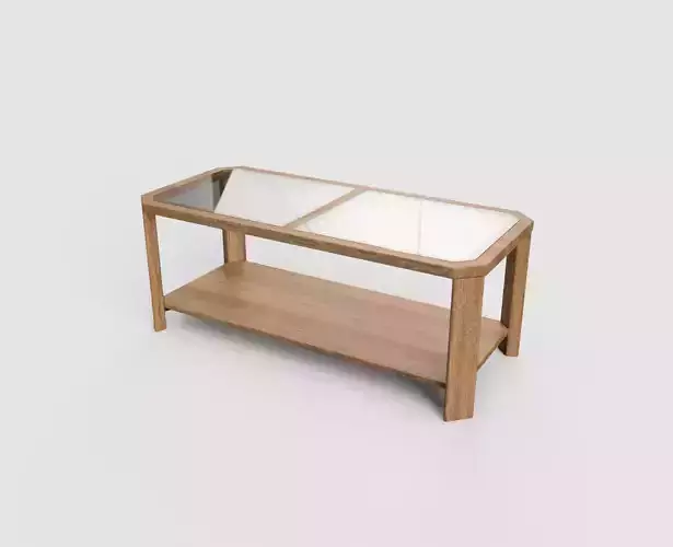 Table coffee with glass shelves Low-poly 3D model