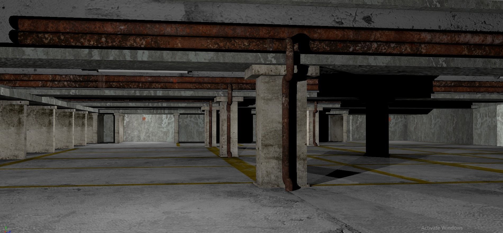 Hospital concrete house Low-poly 3D model_2