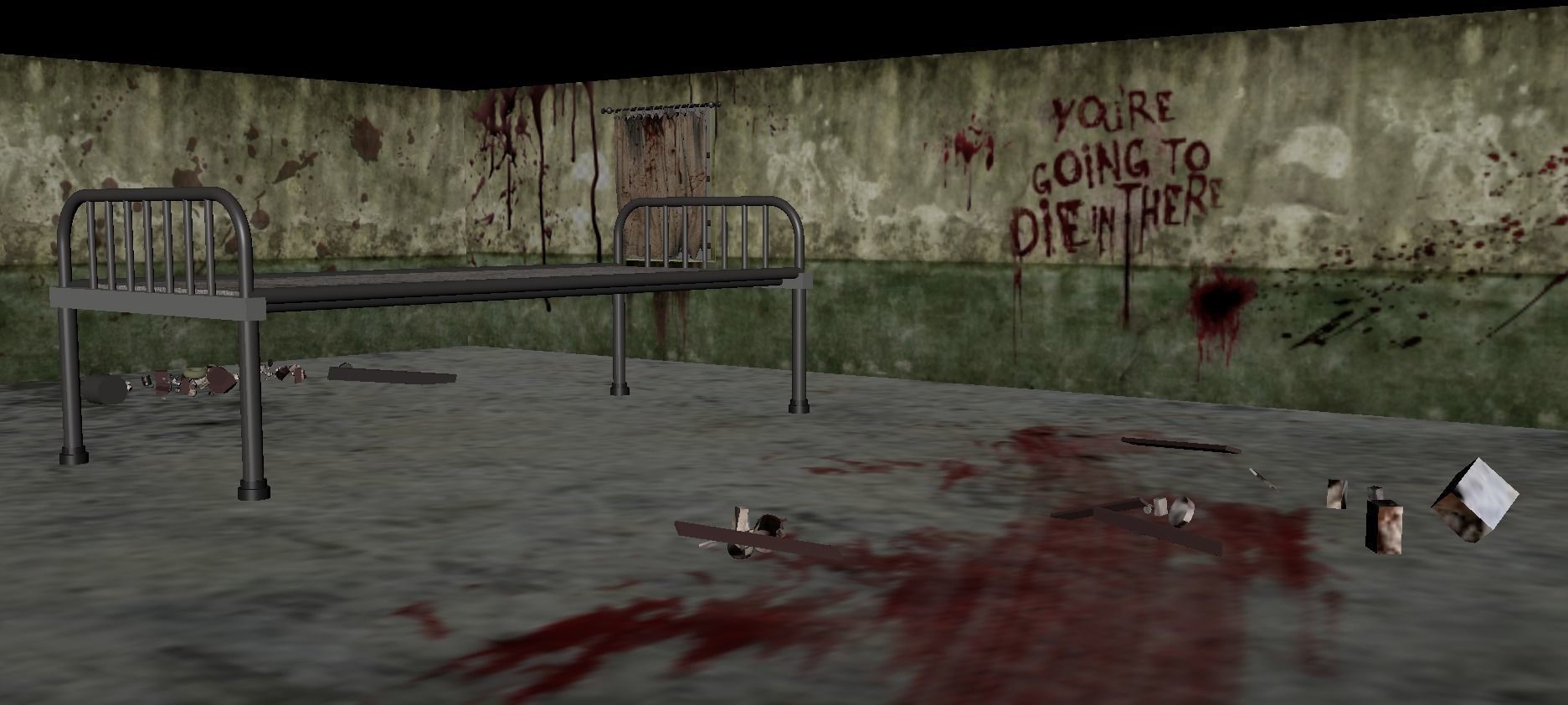 Hospital concrete house Low-poly 3D model_4