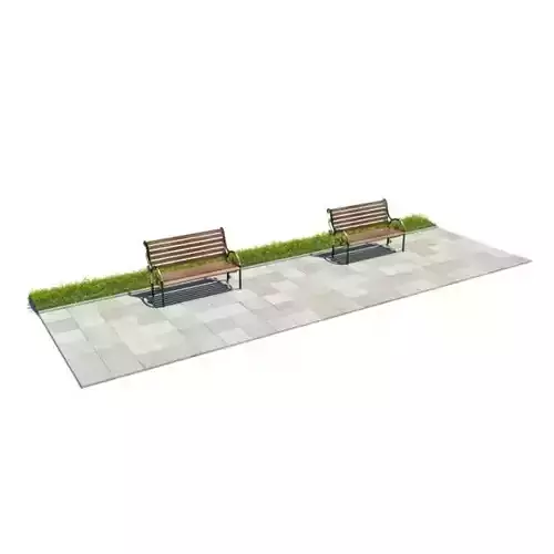 Outdoor Walkway With Benches