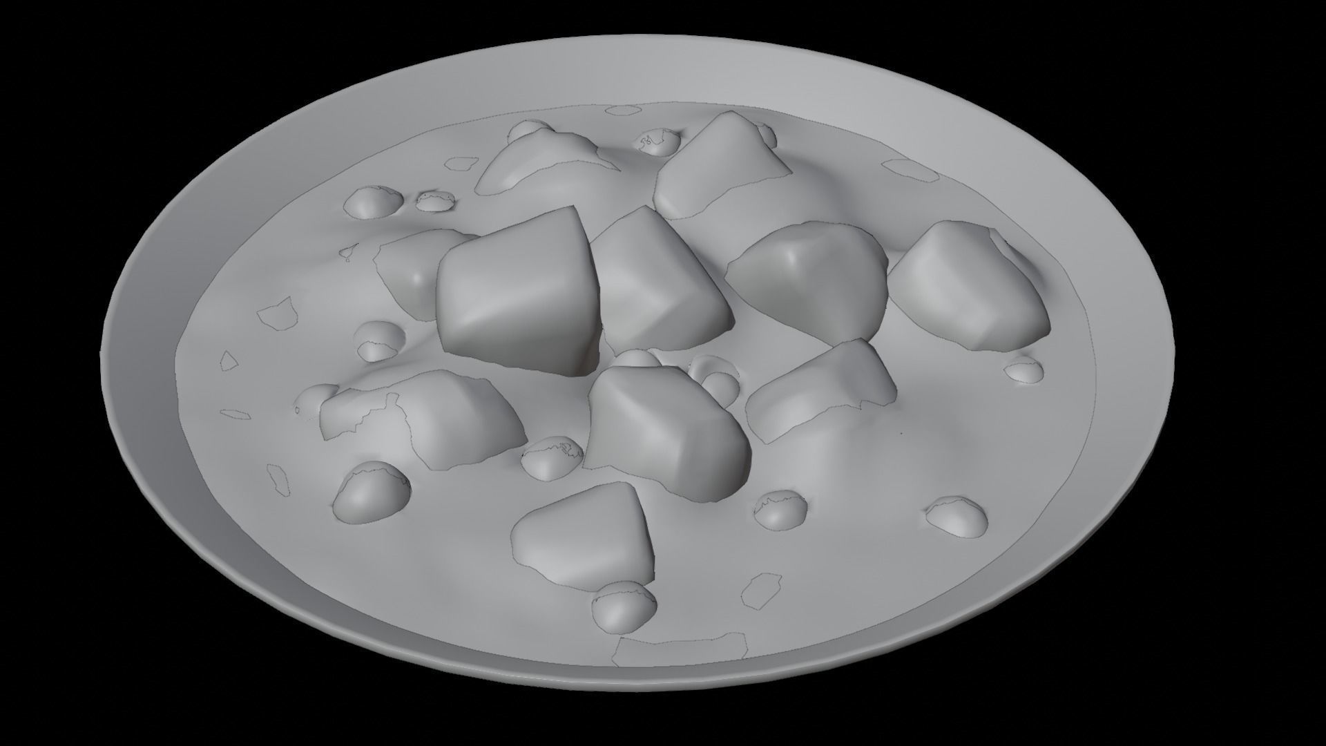 Paneer masala cartoon style 3D model_12