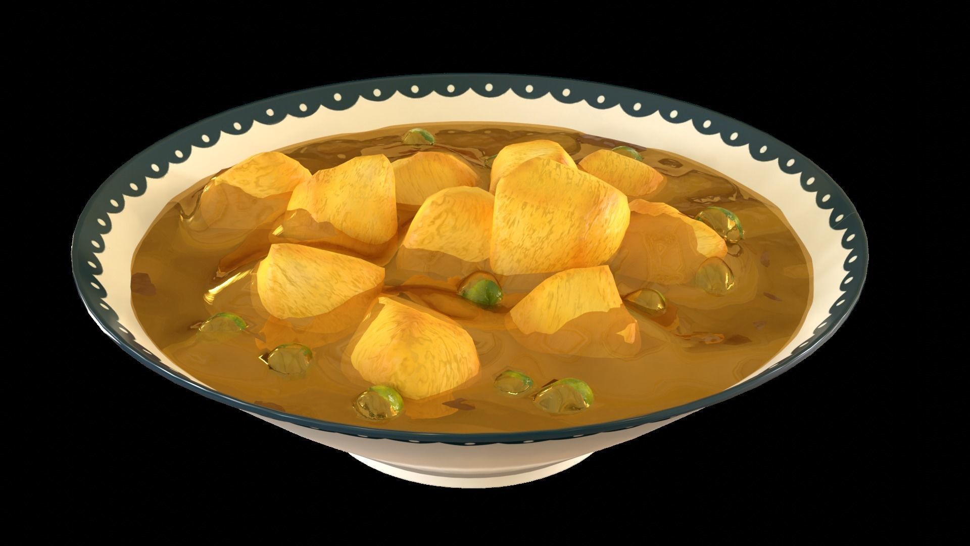 Paneer masala cartoon style 3D model_5