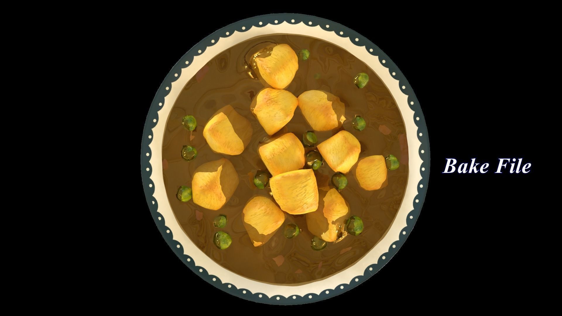 Paneer masala cartoon style 3D model_6