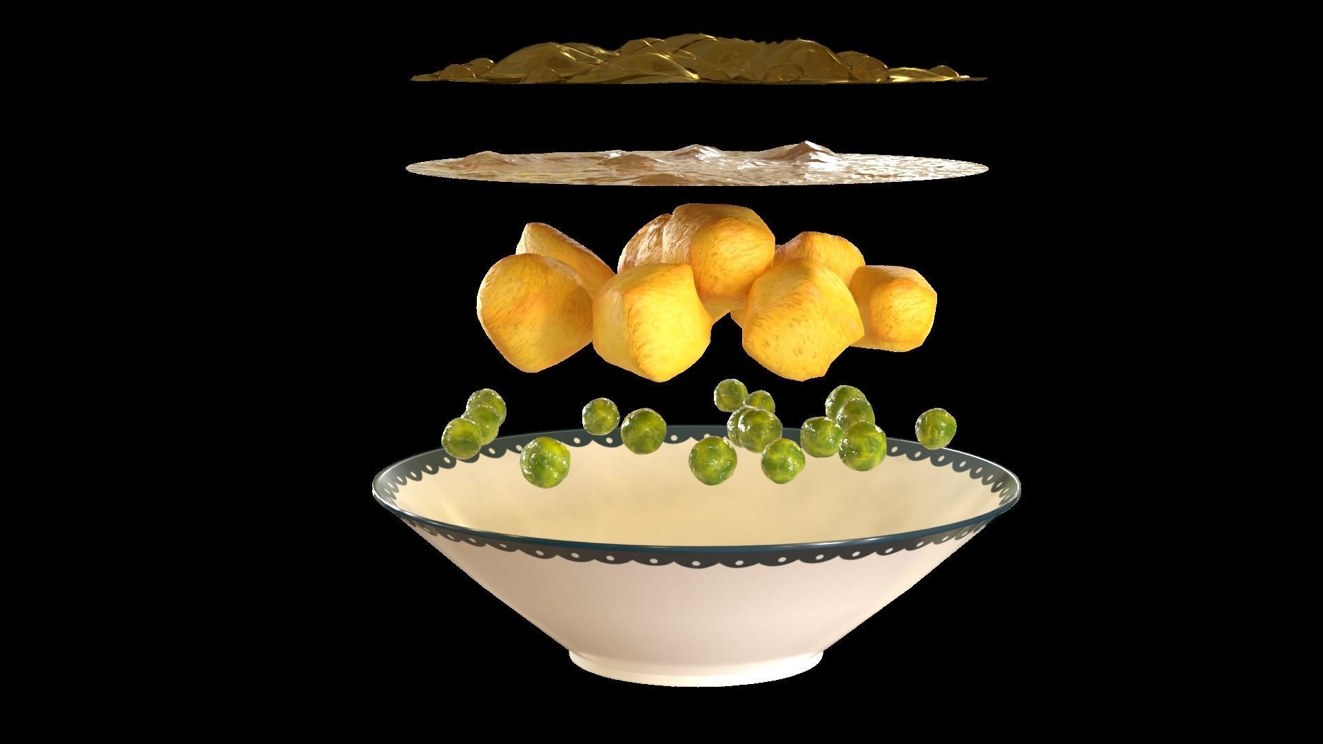 Paneer masala cartoon style 3D model_11