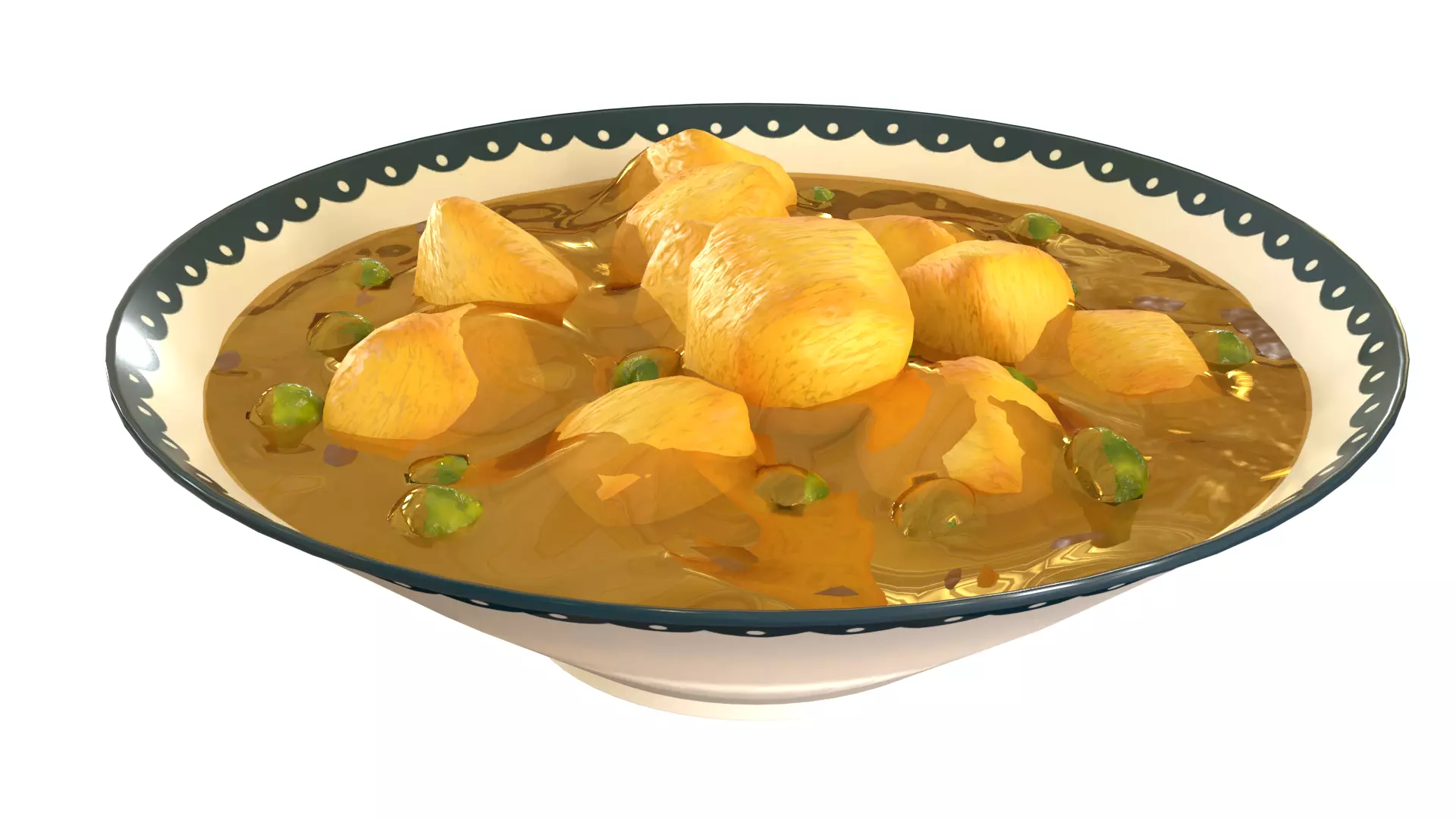 Paneer masala cartoon style 3D model_0