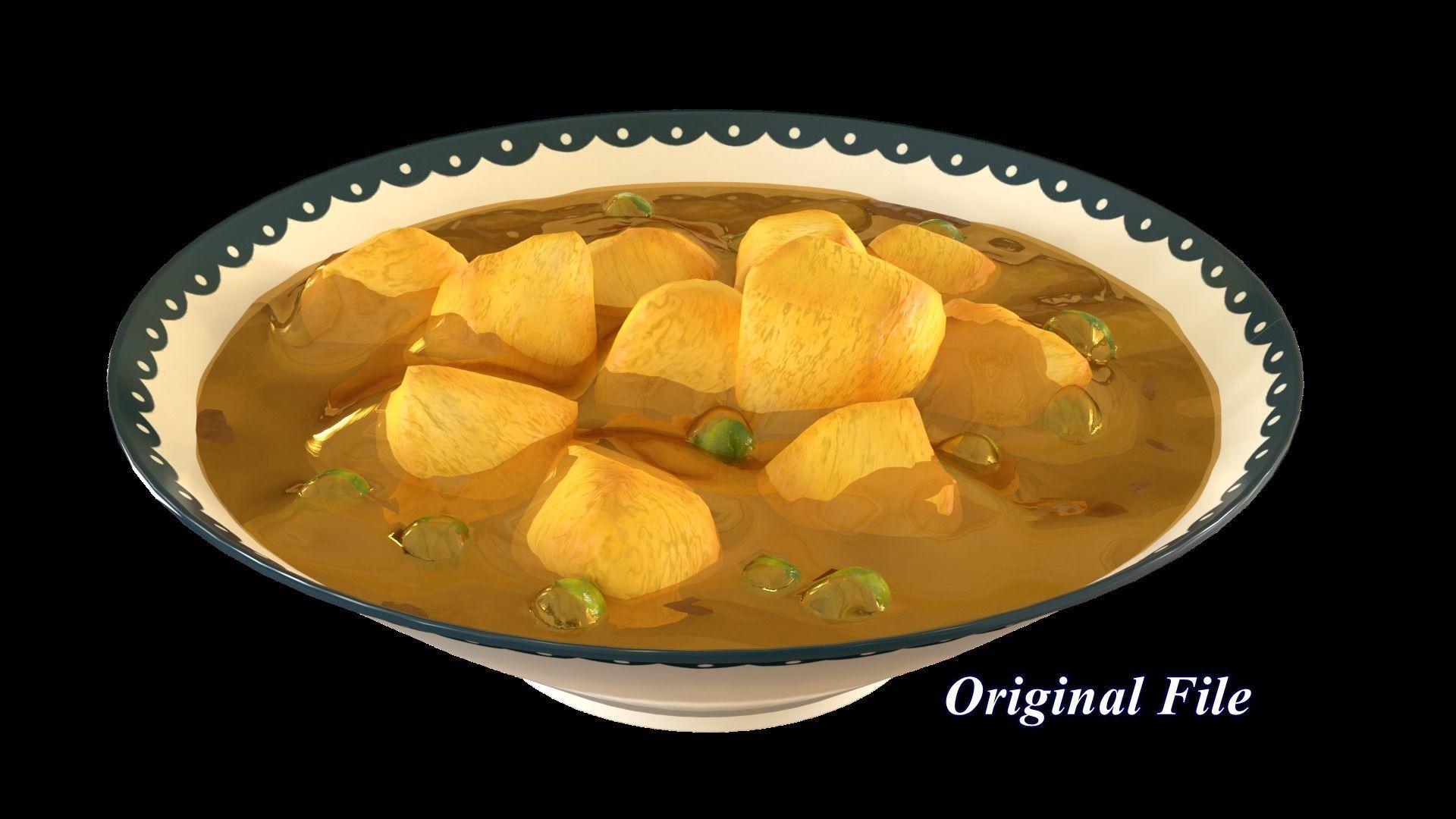 Paneer masala cartoon style 3D model_3