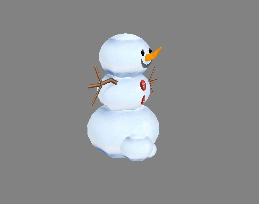 Cartoon snowman Low-poly 3D model_2