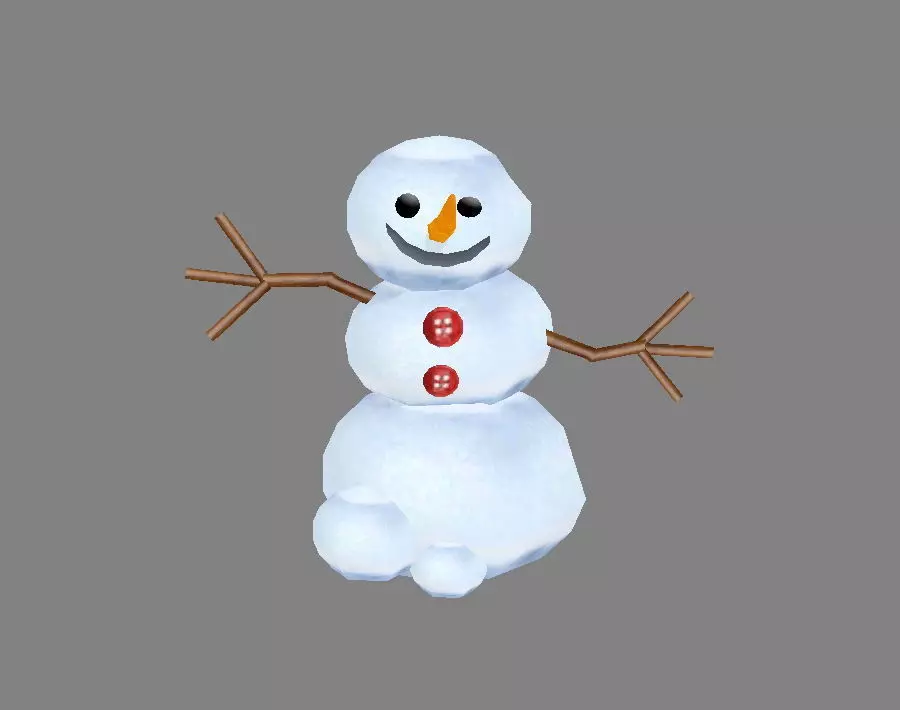 Cartoon snowman Low-poly 3D model_0