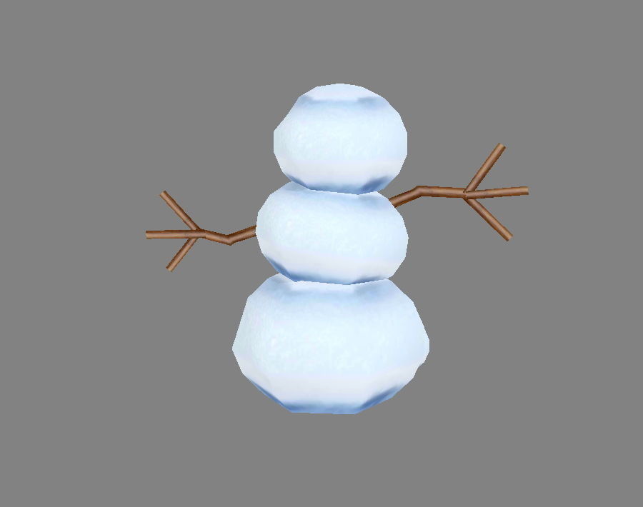 Cartoon snowman Low-poly 3D model_1