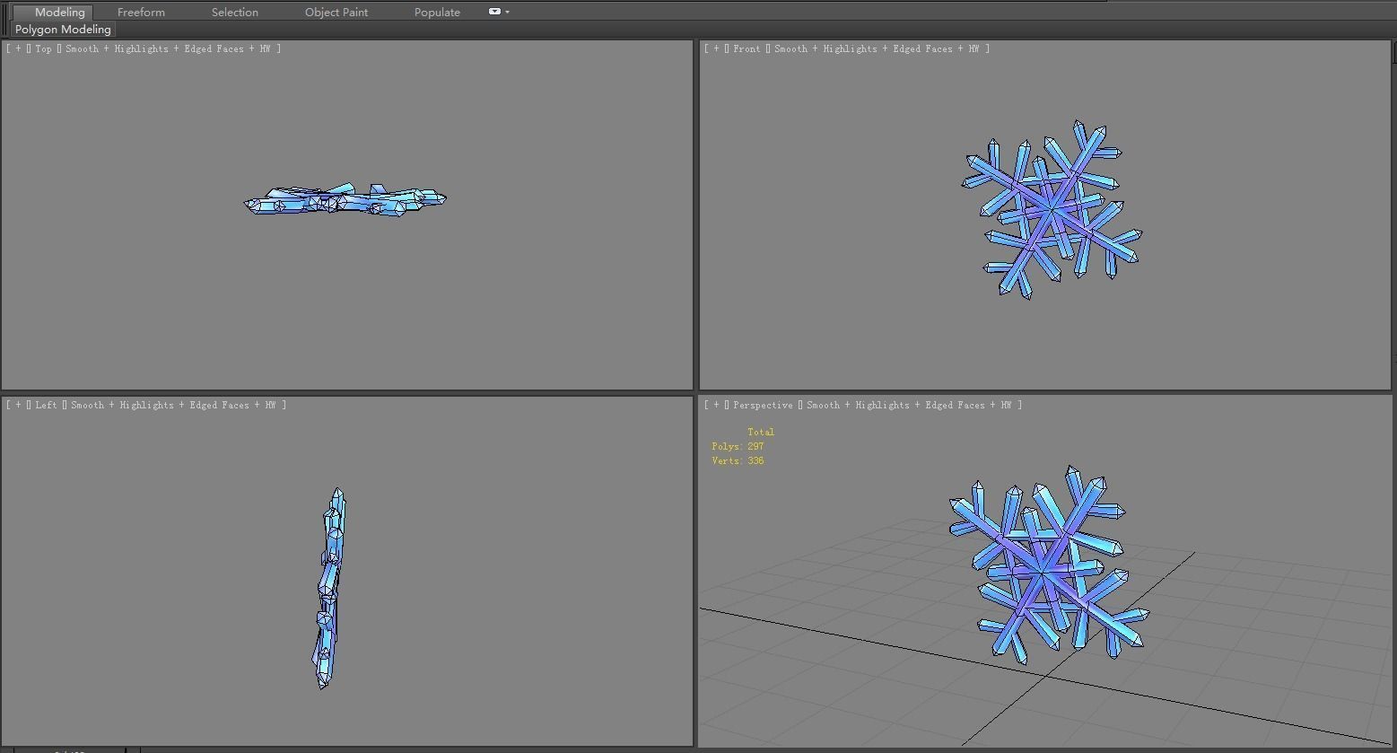 Cartoon snowflake Low-poly 3D model_4