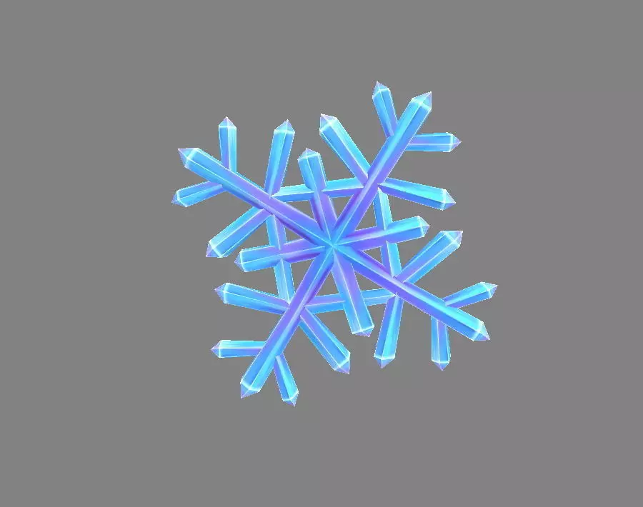 Cartoon snowflake Low-poly 3D model_0