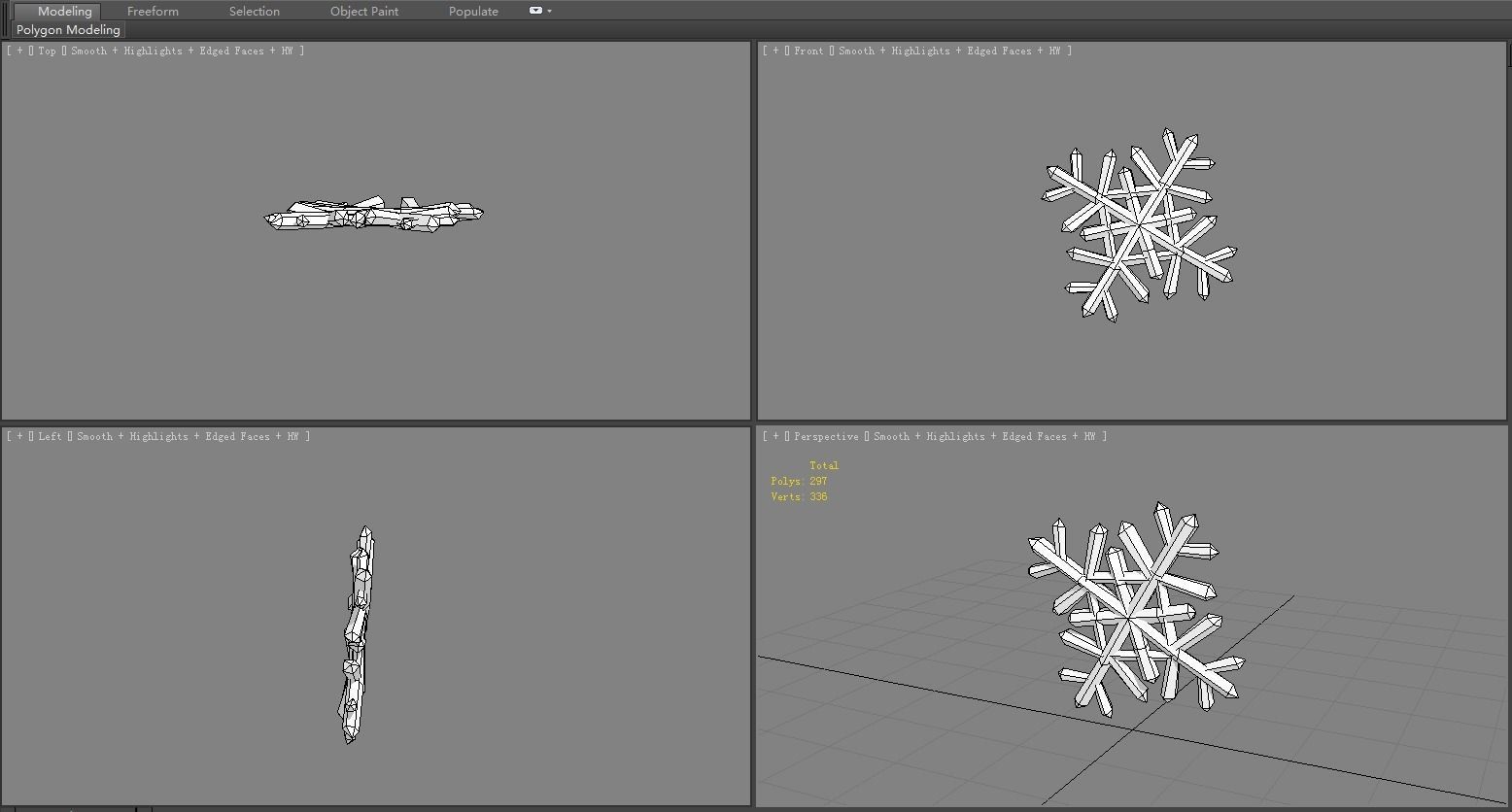 Cartoon snowflake Low-poly 3D model_5