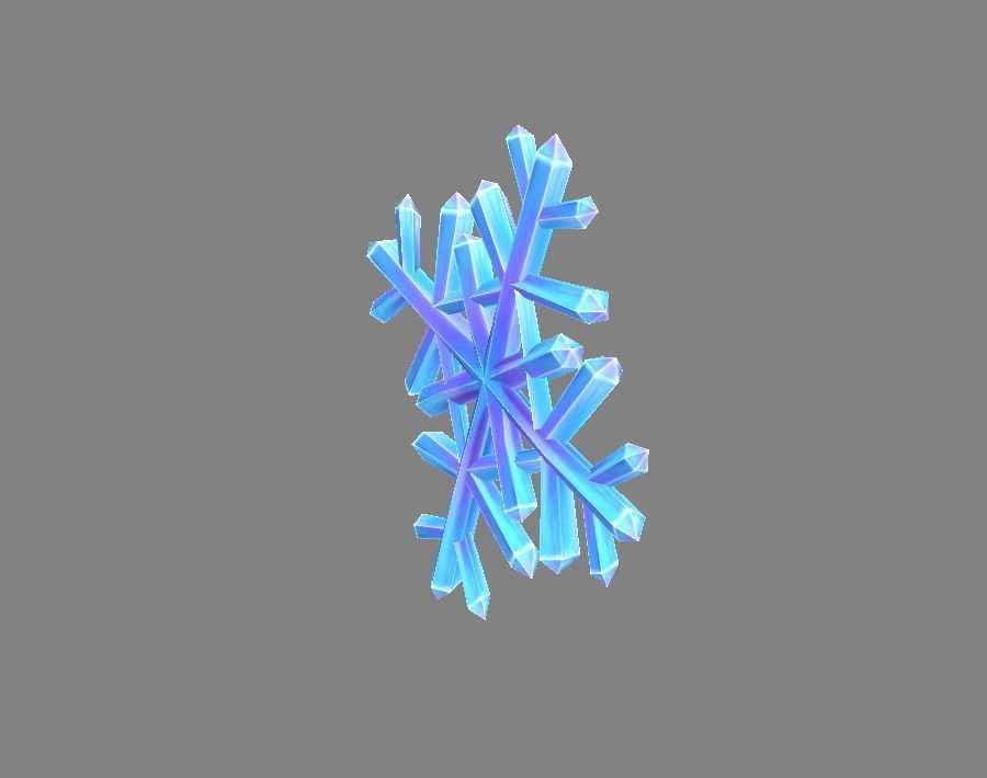 Cartoon snowflake Low-poly 3D model_1