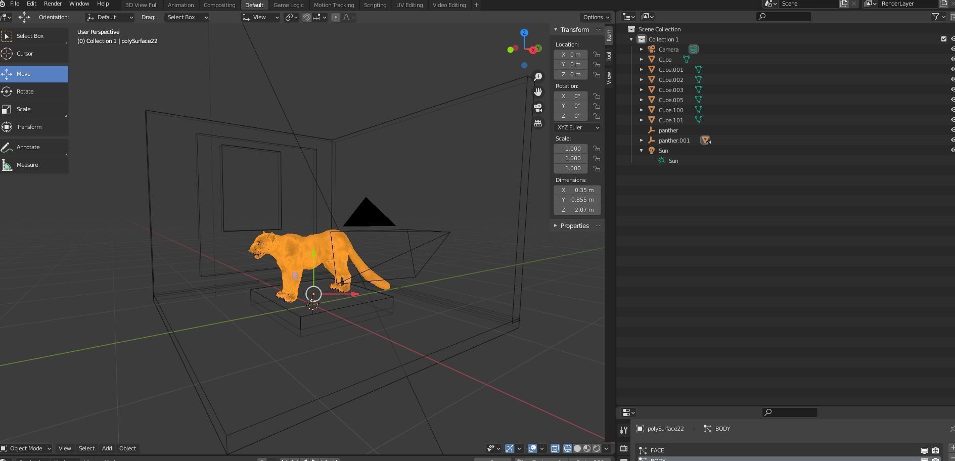 Realistic Fur Panther 02 3D Model NO RIG Low-poly 3D model_12