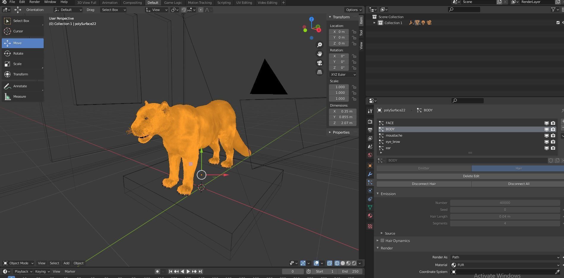 Realistic Fur Panther 02 3D Model NO RIG Low-poly 3D model_11
