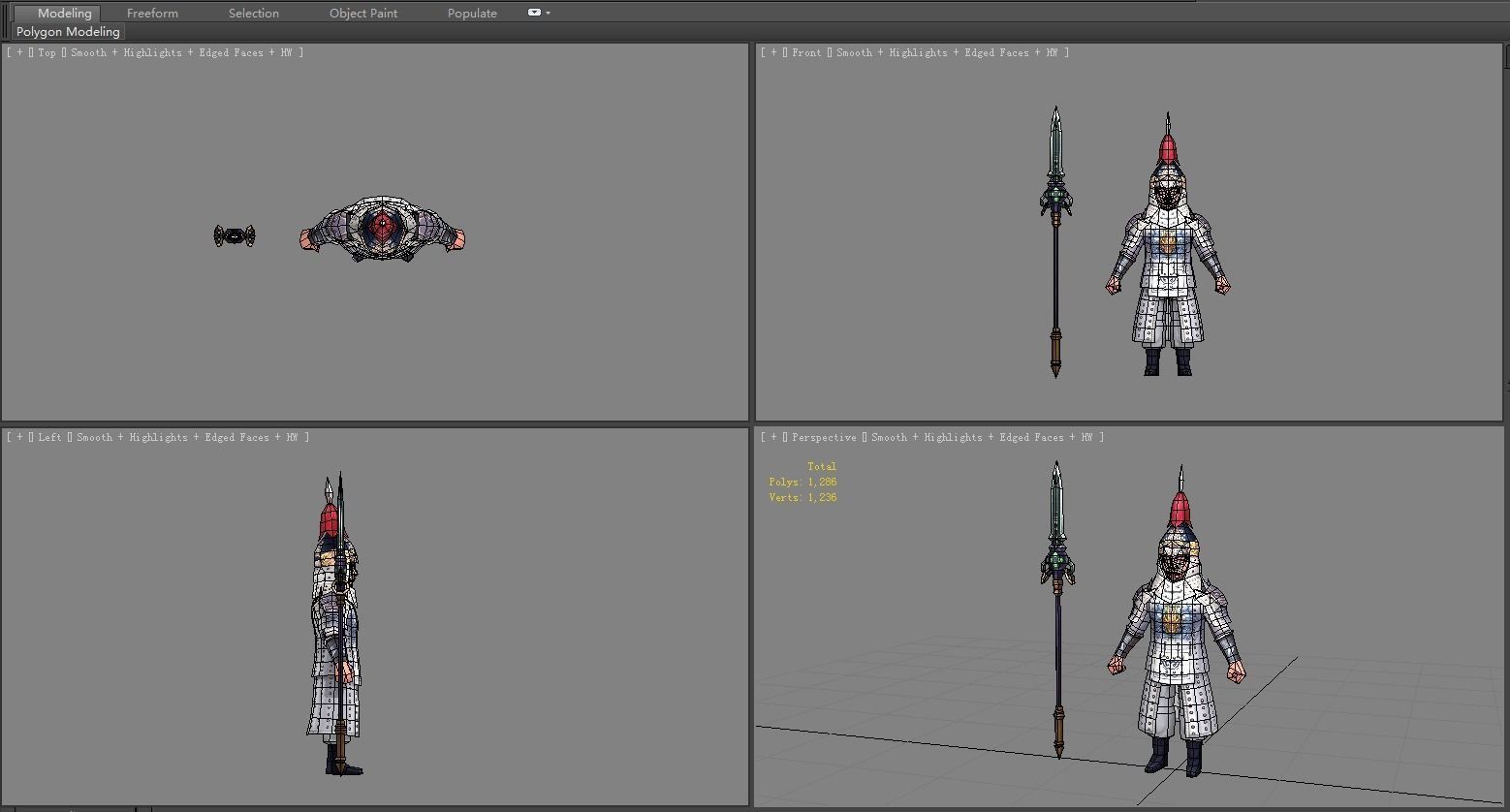 Cartoon soldiers of Qing Dynasty Low-poly 3D model_4