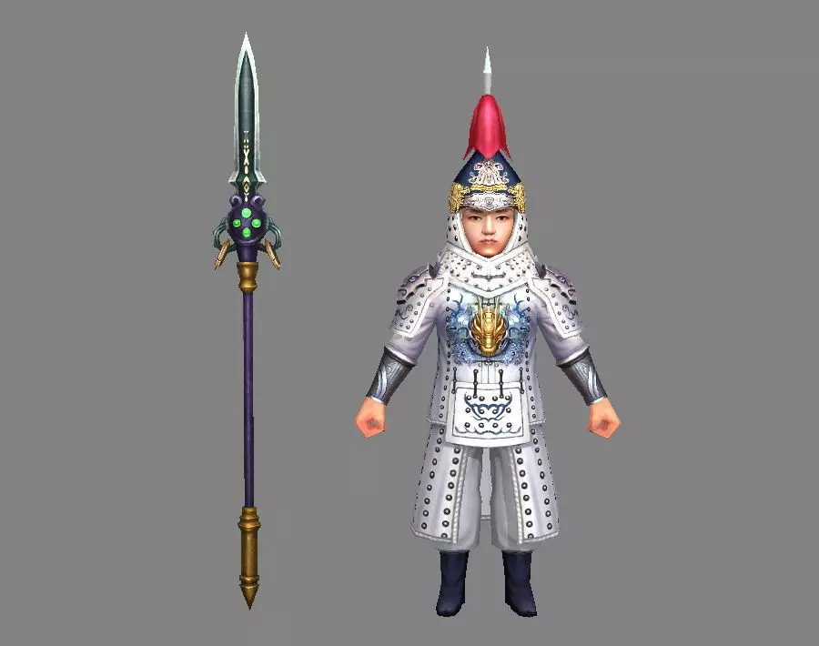 Cartoon soldiers of Qing Dynasty Low-poly 3D model_0