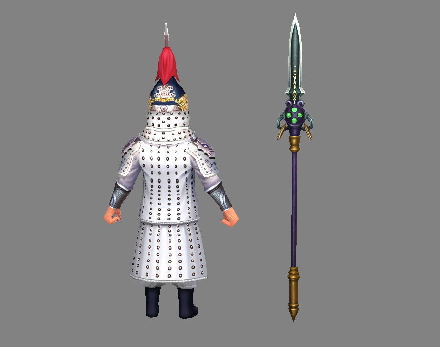 Cartoon soldiers of Qing Dynasty Low-poly 3D model_2