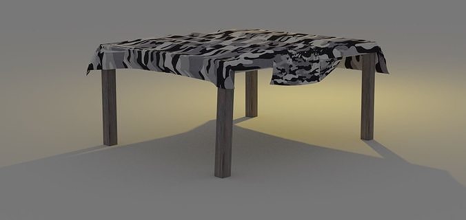 Lowpoly shelters Game-ready table with pattern Low-poly 3D model