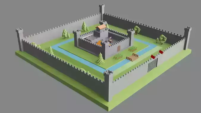 Low Poly Medieval Castle 