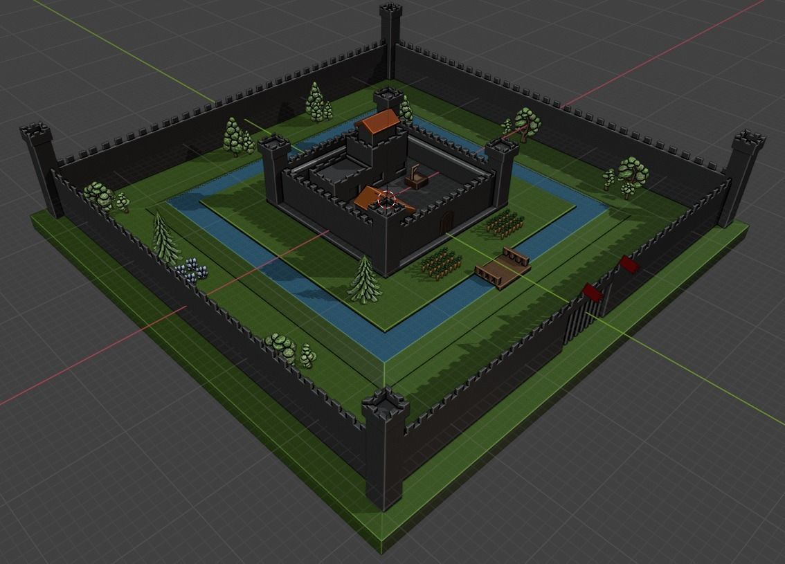 Low Poly Medieval Castle  Low-poly 3D model_4