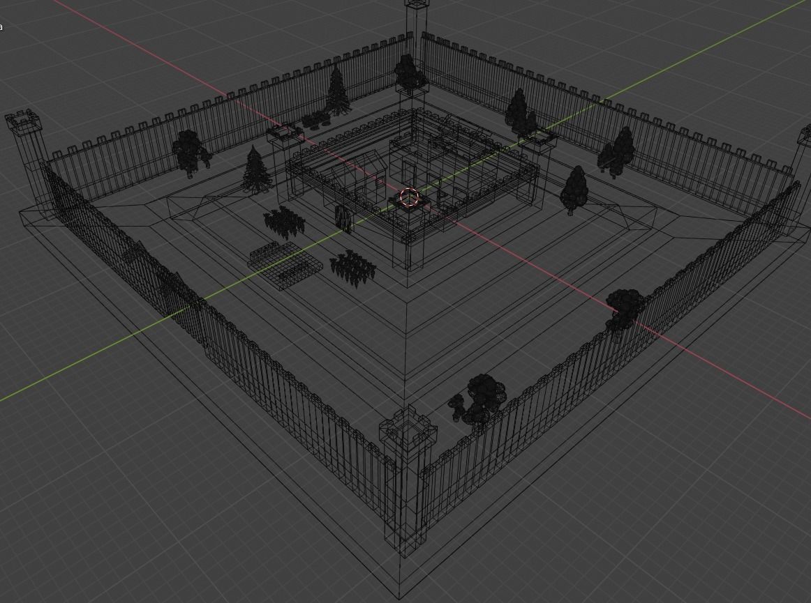 Low Poly Medieval Castle  Low-poly 3D model_6