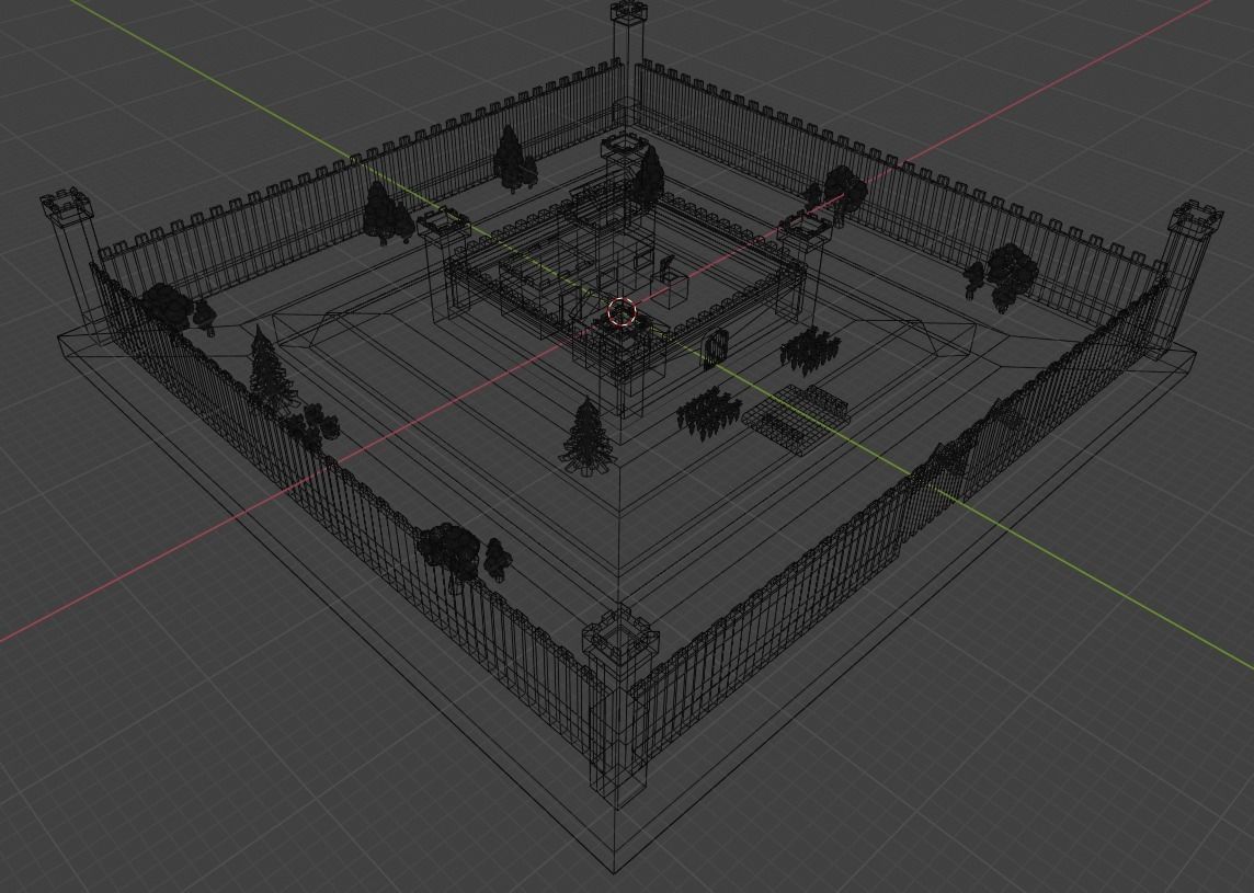 Low Poly Medieval Castle  Low-poly 3D model_5