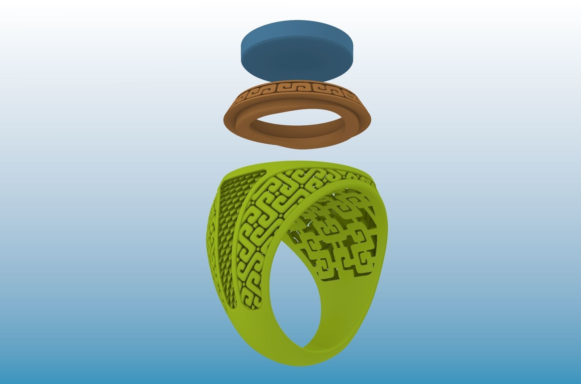 aztec style mans ring 3D print model_21