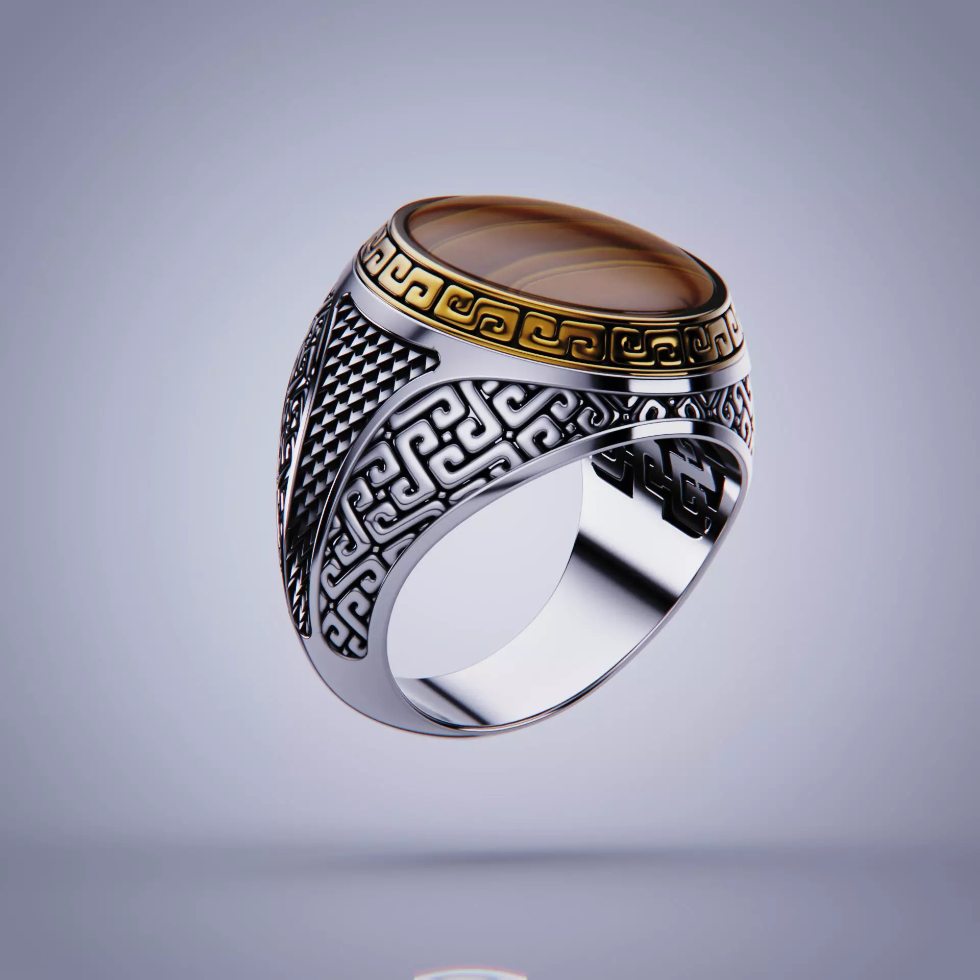 aztec style mans ring 3D print model_0