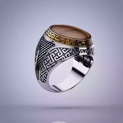 aztec style mans ring