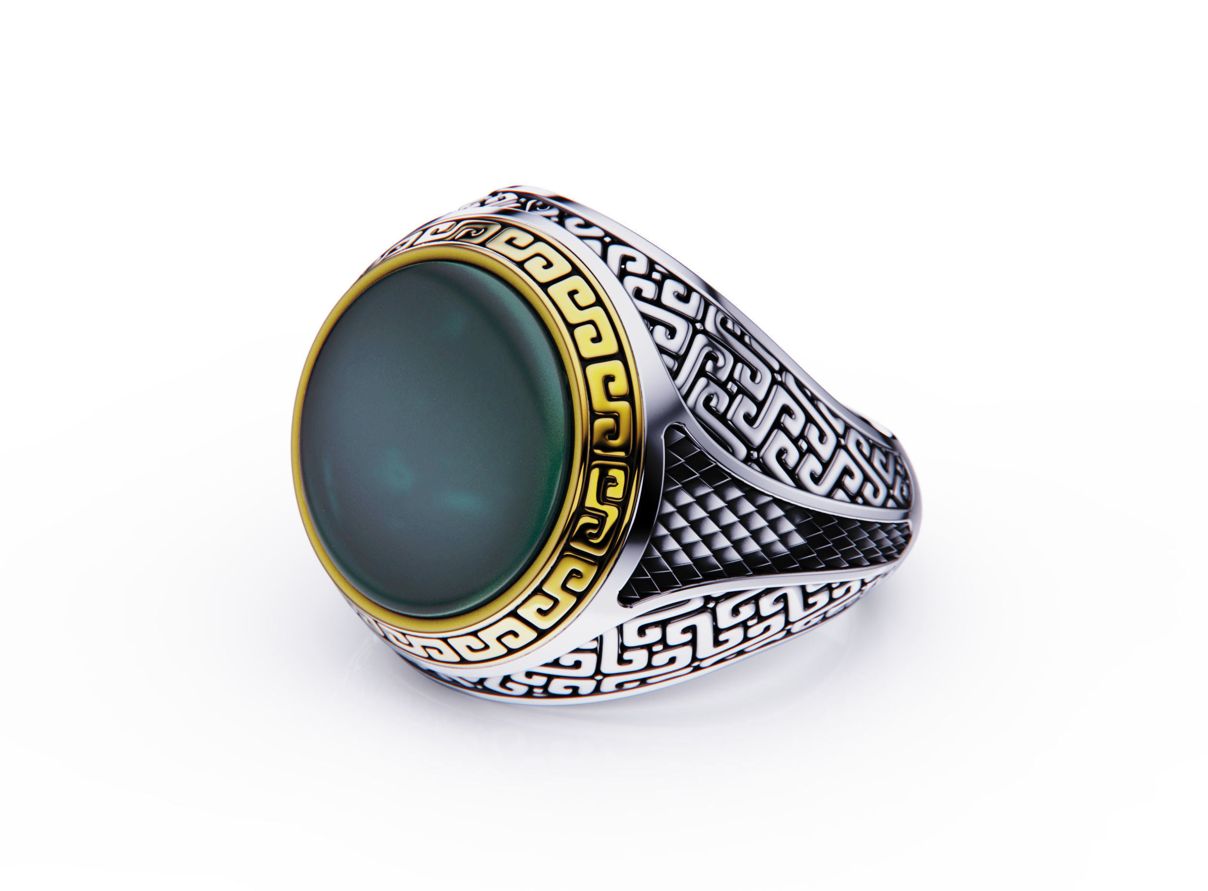 aztec style mans ring 3D print model_4