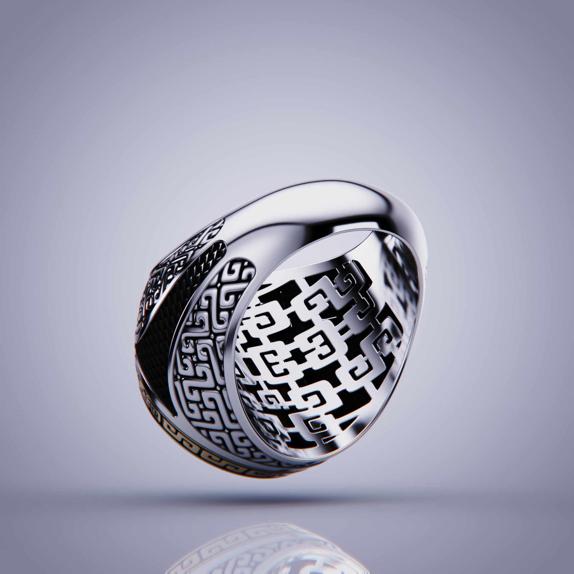 aztec style mans ring 3D print model_11