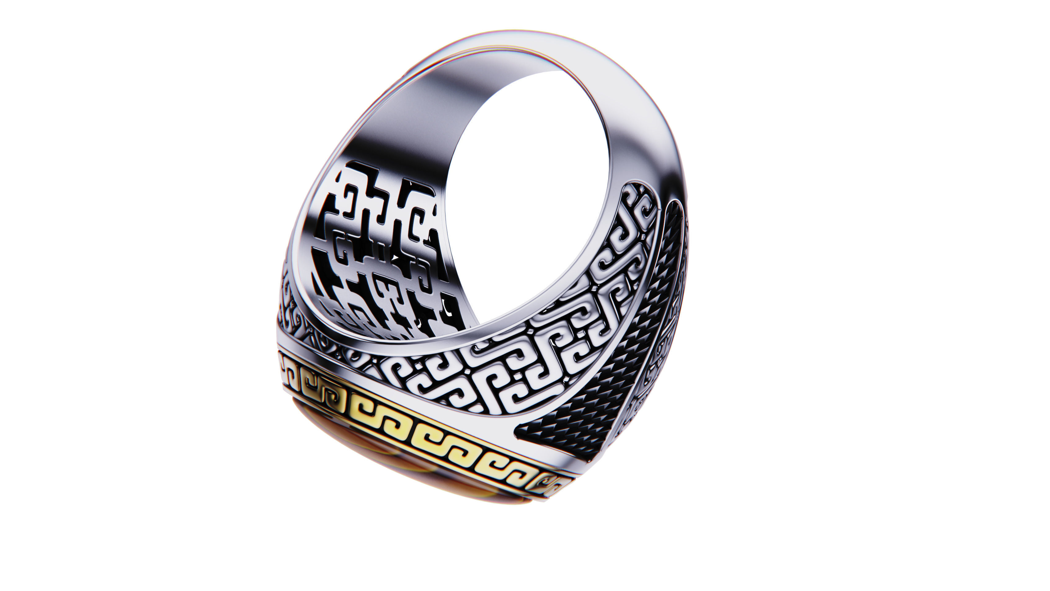 aztec style mans ring 3D print model_13