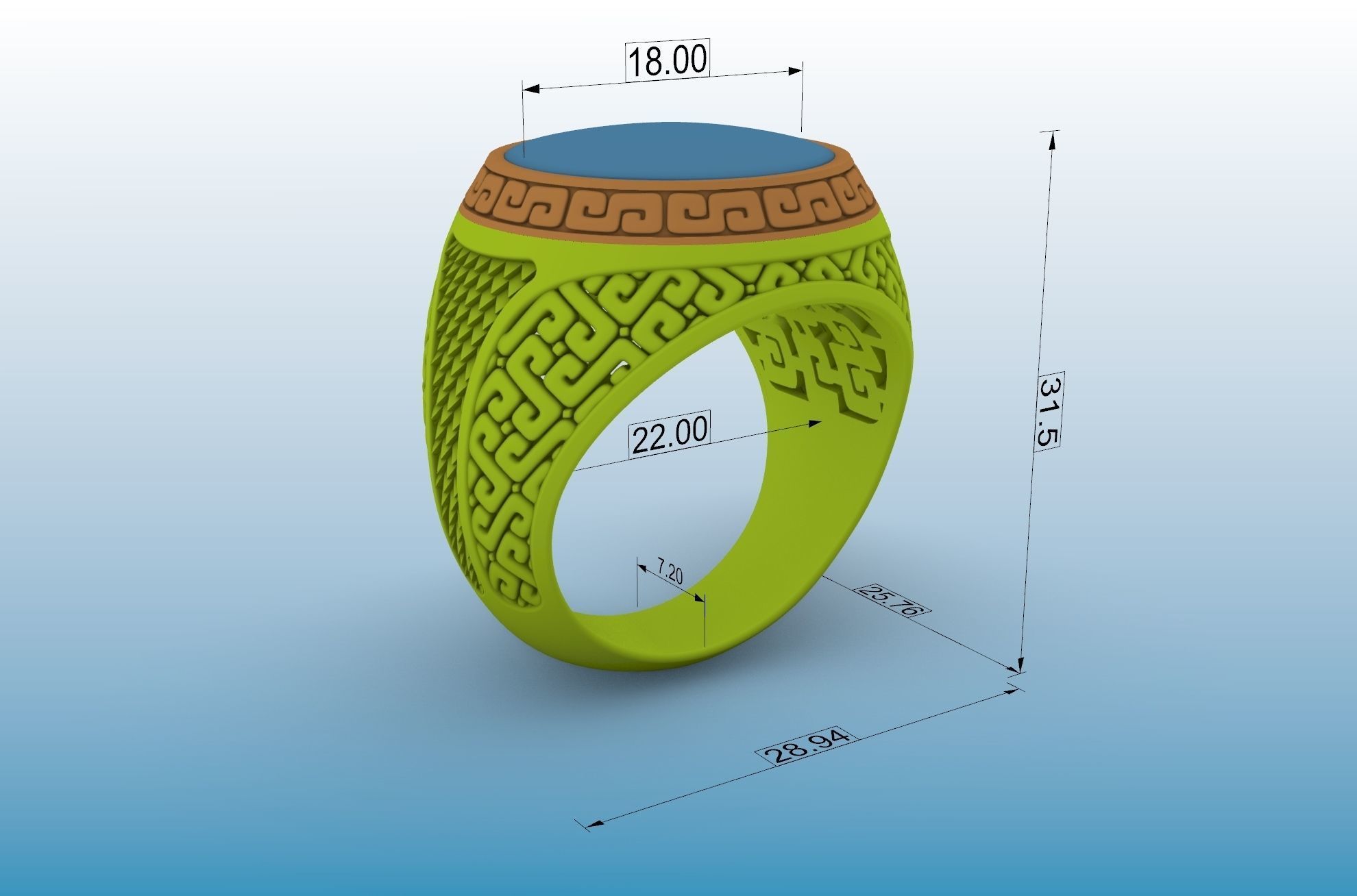 aztec style mans ring 3D print model_15
