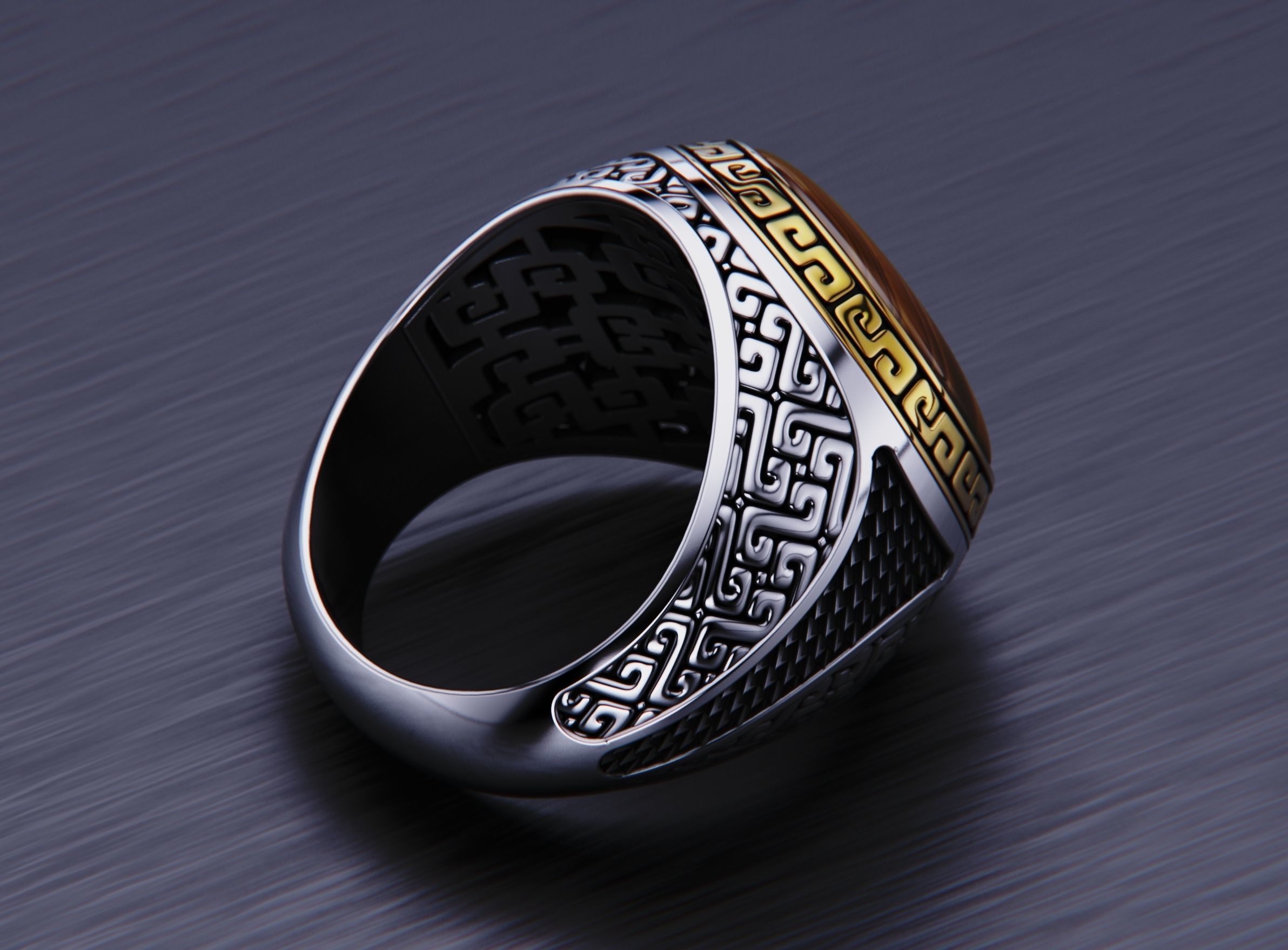 aztec style mans ring 3D print model_7
