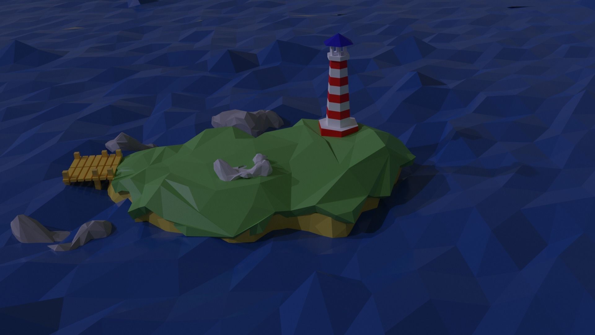 Cartoon island Low-poly 3D model_2