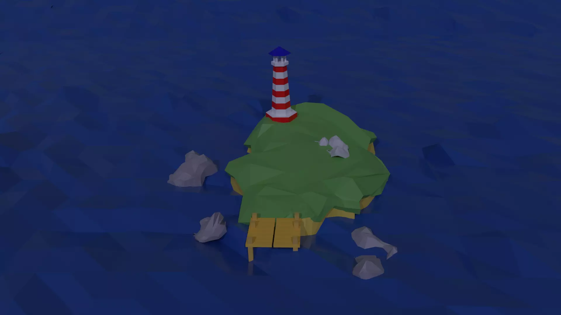 Cartoon island Low-poly 3D model_0