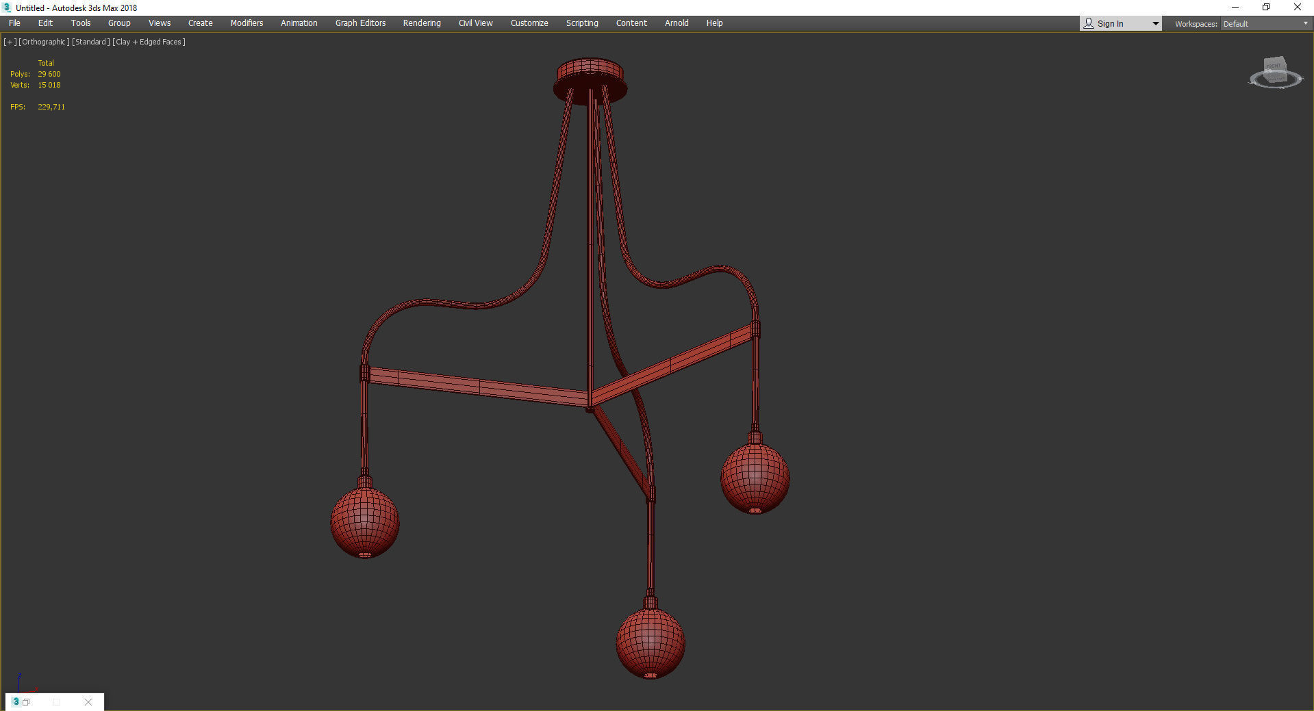 DRAPE ARM 3 PENDANT Low-poly 3D model_3