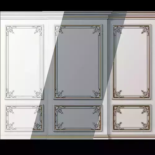 wall molding 20 boiserie classic panels Low-poly 3D model