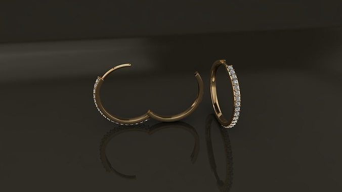 Earring One Sided Diamond Hoop Large Size 19mm Inside Diameter 3D print model