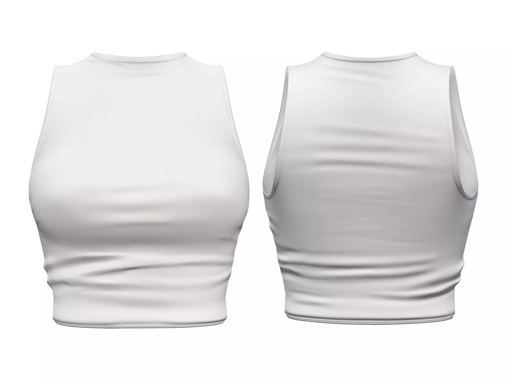 Sleveless White Crop Top Low-poly 3D model