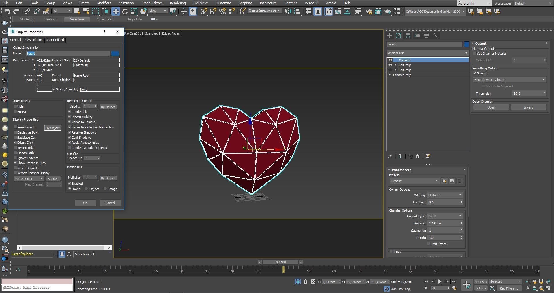 Heart decor Low-poly 3D model_2
