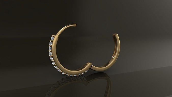 Earring One Sided Diamond Hoop Mid Size 15mm Inside Diameter  3D print model