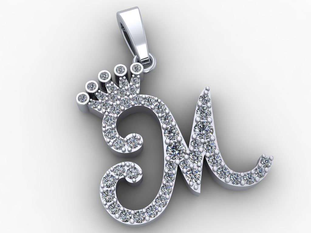 M Characters Pedants Full Diamond 3D print model_5