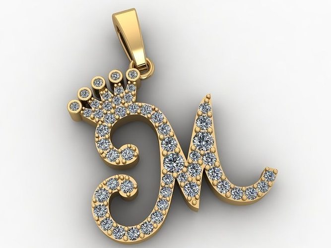 M Characters Pedants Full Diamond M 153 3D print model