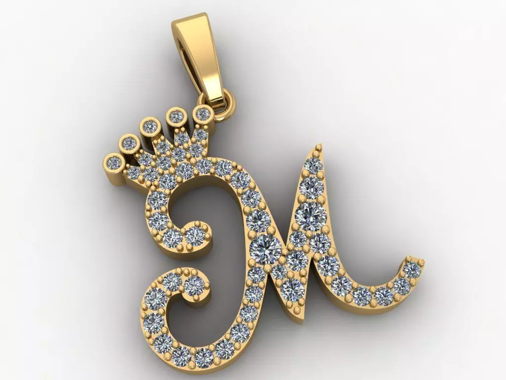 M Characters Pedants Full Diamond 3D print model_0