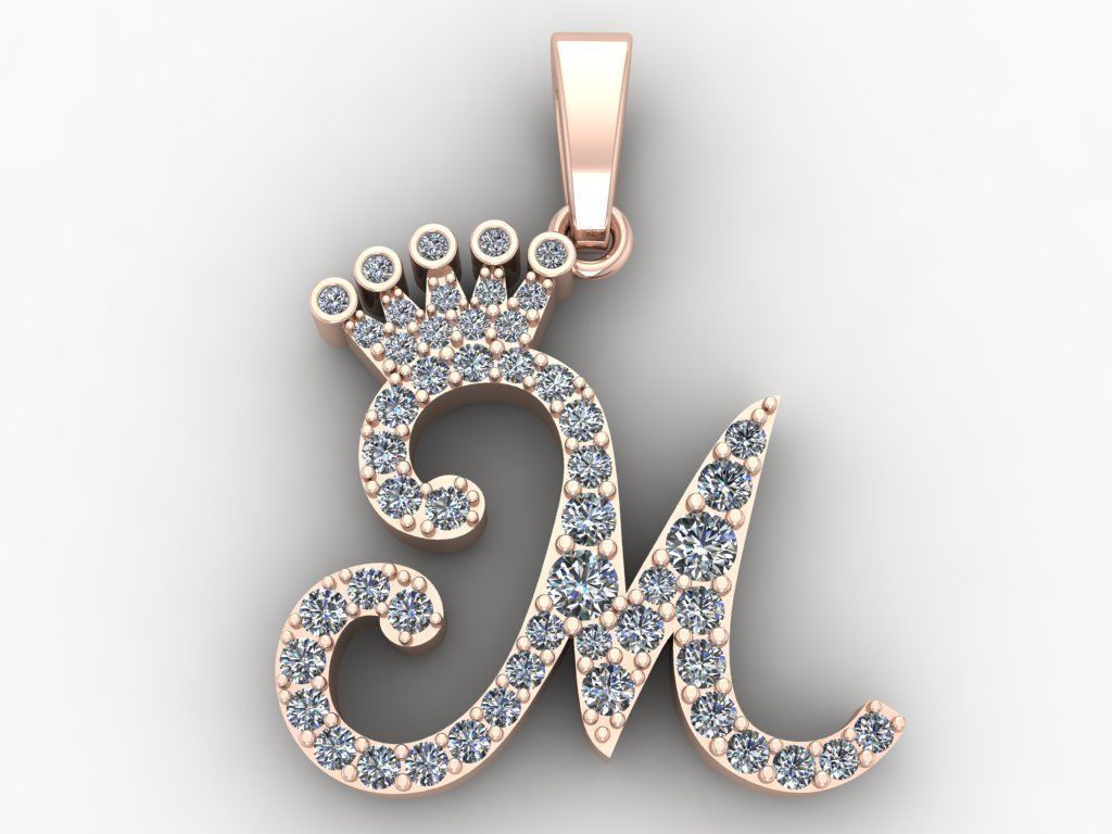 M Characters Pedants Full Diamond 3D print model_4