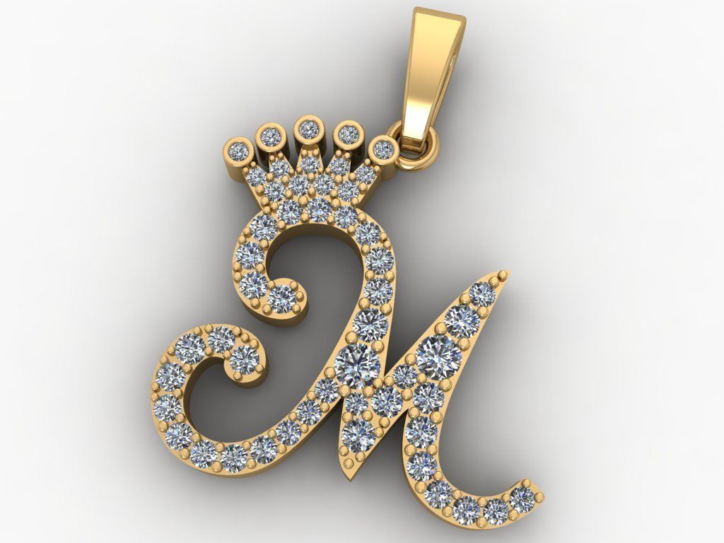 M Characters Pedants Full Diamond 3D print model_3