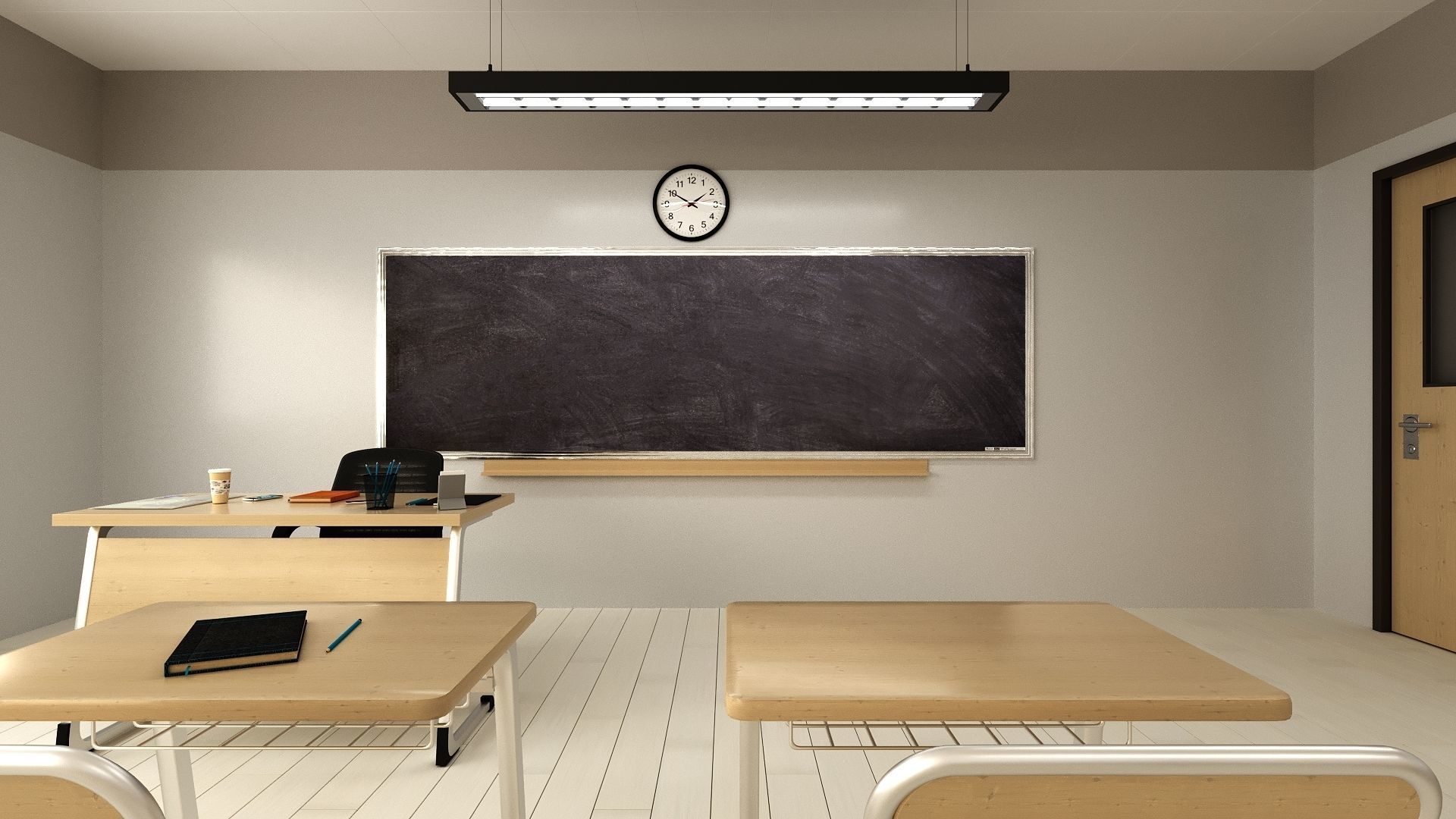 ClassroomNew 3D model empty classroom with desks and chairs 3D model_7