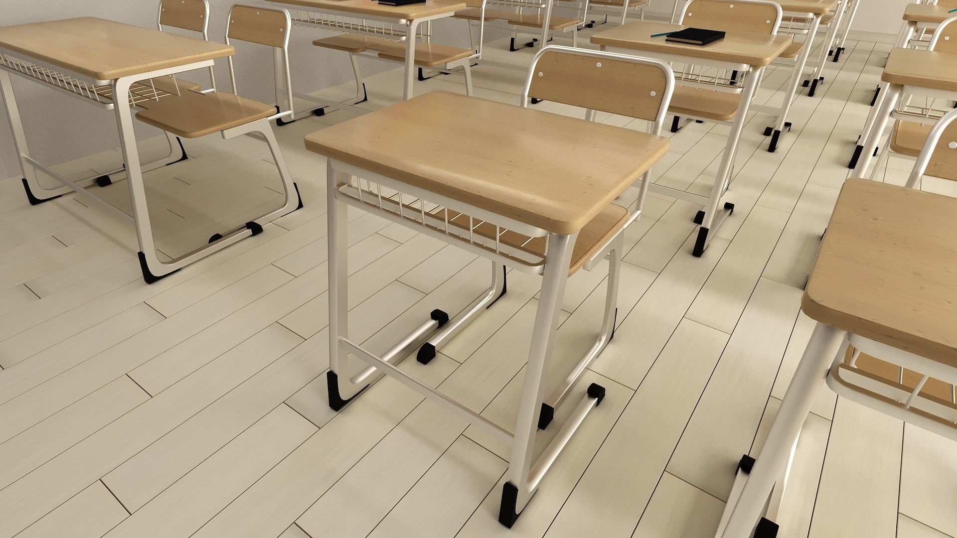 ClassroomNew 3D model empty classroom with desks and chairs 3D model_5